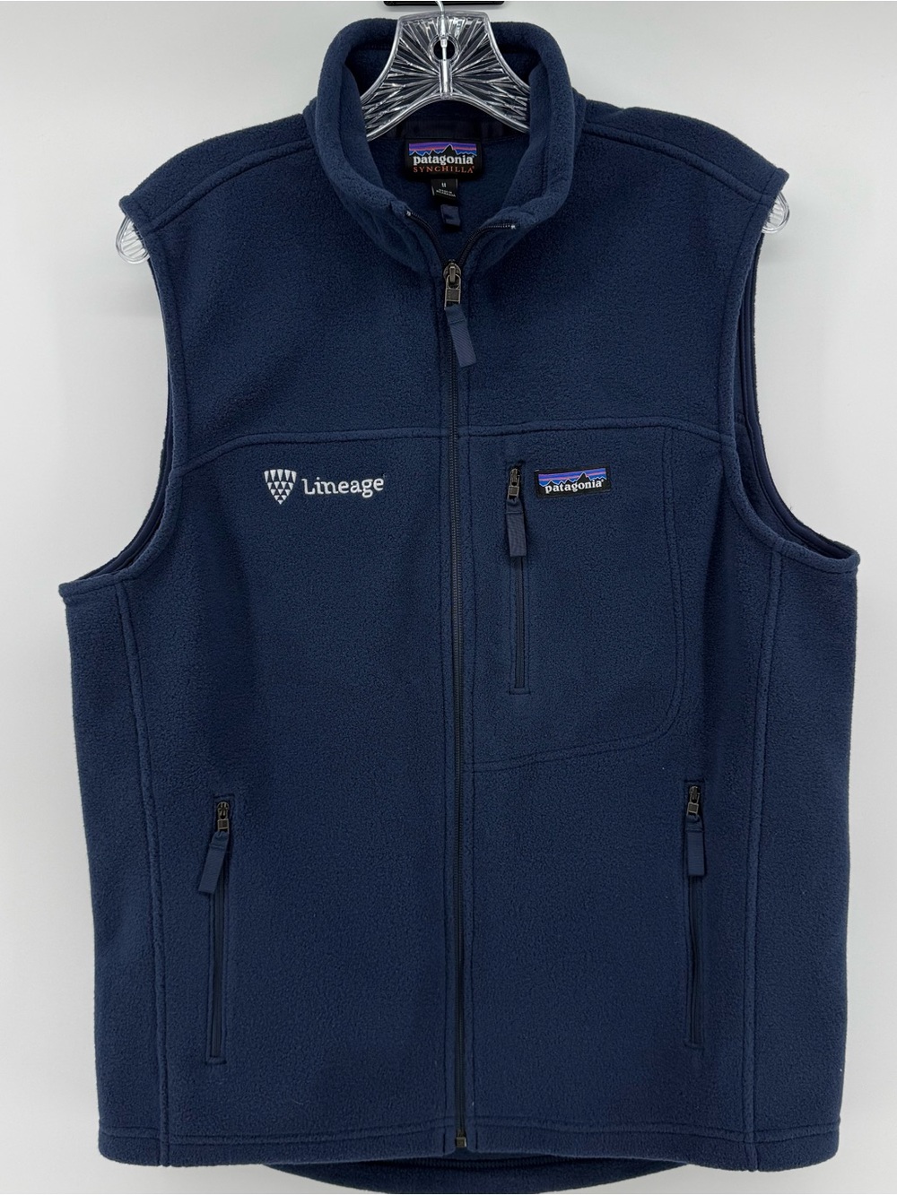 Patagonia Vest Mens Medium Blue Synchilla Fleece Full Zip Pockets Hiking